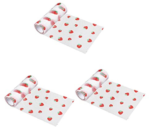 EXCEART 3 Rollen Kleine Erdbeermaschenrollen Tüllstoff Basteln Kopfschmuck Aus Tüll Röcke Tüllstoff Selber Machen Süßer Obst-diy-stoff Stoffspulenbänder Kleid Mädchen Polyester Wickelrock