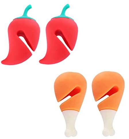 BESTonZON 4pcs Cartoon Silicone Pot Lid Lifter Splash Overflow Preventing Kitchen Gadget for Pan Wok