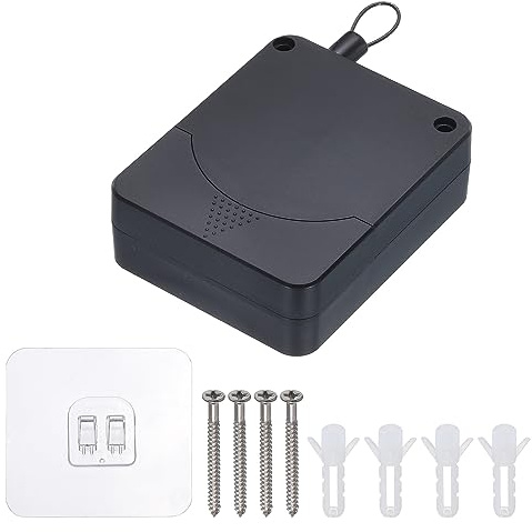 QUARKZMAN Pugno Gratuito Automatico Sensore Porta Chiudi Incorporato Buffer Forte Automatico Porta Chiudi ABS Chiudi con Acciaio Filo per Famiglia Porte, Armadio,Finestra 1200G Nero 1set