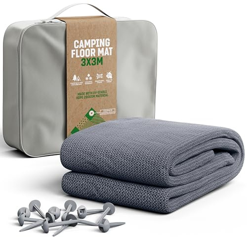 GardenGloss Awning Carpet 300x300 – Outdoor Camping Rug, Weatherproof – Camping Tent Carpet incl. 12 Pegs and Carry Bag