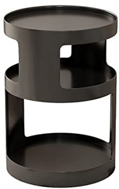 Kaffee-Endtisch Nachttisch aus Metall mit offenem Stauraum, seitlicher Sofatisch, Akzentmöbel for Wohnzimmer, Schlafzimmer, Kleiner Couchtisch, Cocktailtisch Beistelltisch (Color : Schwarz)