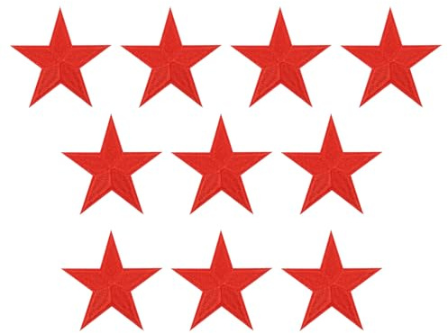 PATIKIL Aufbügelbare Aufnäher 10 Packung 5 Stern Aufnäher Bestickte Aufnäher Applikationen Verzierungen für Kleidung Jacken Hut Rucksack Reparieren Dekorationen Rot