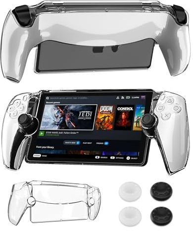 FANPL 【Improved Version】 Clear Case for PlayStation Portal Accessories, Hard Protective Cover for PS Portal Skin with 4 Thumb Grips, Strong and Durable, Not Easy to Fall Off