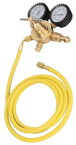 Regulador de Nitrógeno, Equipo de Presión de Suministro, Medidores de Conexión de Entrada y Salida de Latón con Manguera de Refrigeración de 6,6 Pies, Alta Presión 4000 Psi/28000