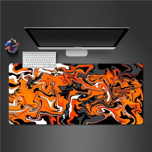 Tainrun Orange White Black Mouse Pad 40x20x0.12 inch Extended XXL Mousepad,Stitched Edges Mouse Mat,Non-slip Rubber Base and Waterproof Surface,Computer Keyboard Desk Mat Large Size 1000x500x3mm