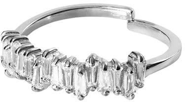 Purelei Powder Ring (Gold, Silber), Damen Ring Silber 18K vergoldet, Wasserfester Ring mit asymmetrischen Schmucksteinen, größenverstellbar, Geschenk für Damen (S/M, Silver)