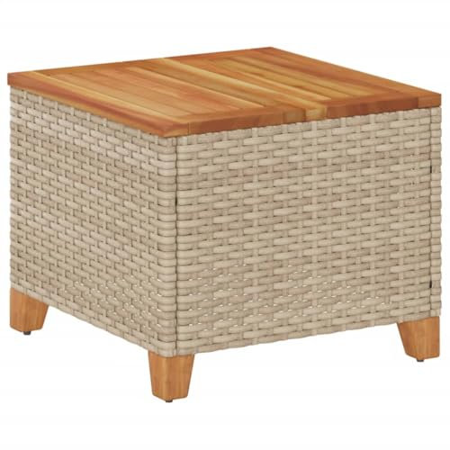 HETFTJN Ensemble de table de balcon - Petite table à bière - Table de jardin - Beige - 45 x 45 x 37 cm - Bois d'acacia - Pour salle à manger, jardin, salle de séjour, extérieur
