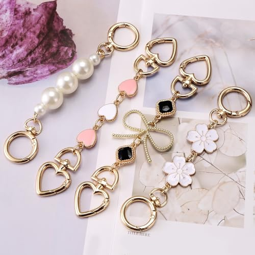Povxlum 4 Stück Handtasche Kette Strap Extender, Taschenkette Geldbörsenverlängerung, Geldbörse Kette, für Umhängetaschen Umhängeriemen Tasche Zubehör Charm