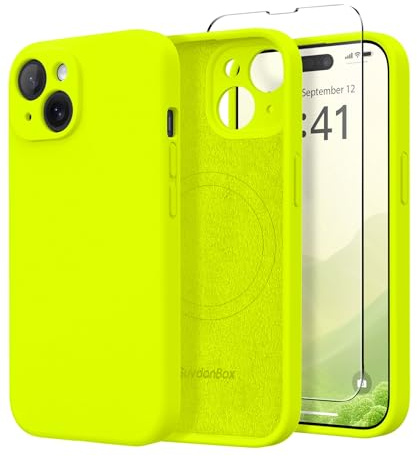 SuydanBox Cover magnetica per iPhone 15, compatibile con MagSafe, [protezione schermo + protezione completa della fotocamera], custodia protettiva in silicone antiurto e antigraffio per iPhone