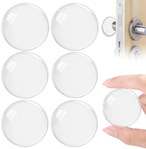 6pcs Door Stopper, Wall Door Handle Stopper, Silicone Transparent Round Wall Protector, Self-Adhesive Door Stops Door Handle Bumper Pads, Self Stick Noise Dampening Pads for Wall, Fridge, Cabinets