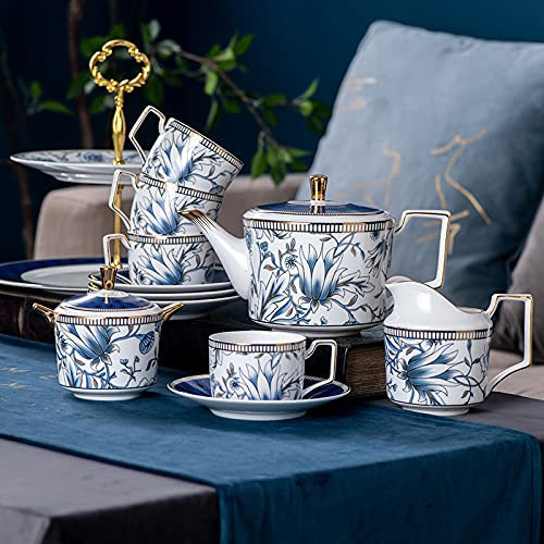 CNBYDK Set da tè da 11 Pezzi per Adulti, Set Regalo con Tazza da tè e piattino, Set da tè in Porcellana Inglese, Set da tè per Matrimoni, Set di Tazze da ca