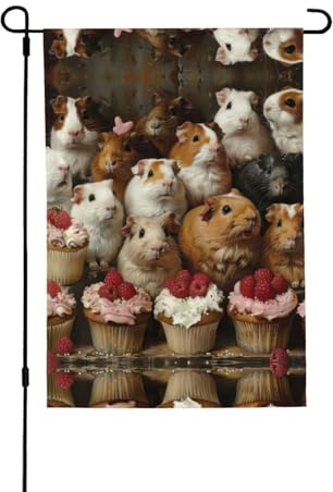 Drapeaux de jardin double face pour cochons d'Inde et cupcakes 71,1 x 101,6 cm pour décoration de paysage