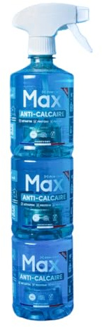 Daan Tech – Max Nettoyant Anti-Calcaire Douche – Spray puissant éliminateur de calcaire pour salle de bain, cuisine, douche et robinetterie – Fabriqué en France – 350 ml (Lot de 3)