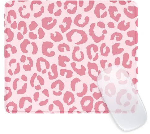 Ksriylm Square Funny Mouse Mat, Cute and Waterproof Mousepad For Computers, Laptop with Non-Slip Rubber Base, 9.5 * 7.8 * 0.12In Mouse Pad, Office & Home,Leopard Pink