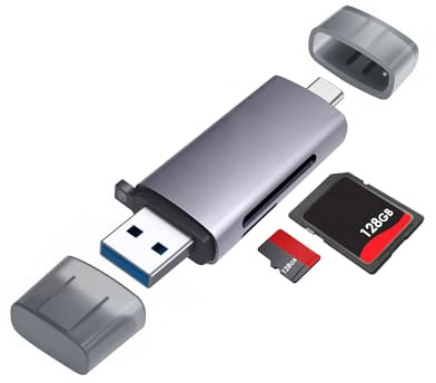 Lecteur de carte SD USB 3.0 + Type-C 3.0 TF/SD Dual Read Card Reader Support SDHC/TF/Micro SD/MMC pour ordinateur portable Adaptateur SD vers USB 3.0 Compatible avec MacBook Pro/iPad Pro/Air/Galaxy