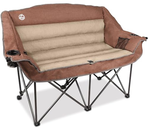 Northroad Folding Loveseat Camping Stuhl Portable Double Duo voll gepolstert Garten Stuhl für 2 Personen Sofa w/Becherhalter, Weinglas Halter, Mesh Storage, Support 600lbs für Picknick Strand Reisen