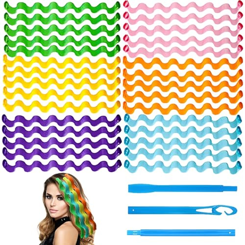 MOAZIFI 30 Stück Lockenwickler Set - Locken Ohne Hitze Für Lange Haare, Heatless Curls Über Nacht Mit 2 Stylinghaken Für Natürliche Wellen Und Volumen