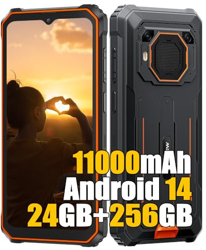 Blackview BV6200 Plus Android 15 Movil Irrompible (2025), 24GB+256GB/2TB Teléfono Móvil Resistente, 11000mAh, 6.56HD+, 16MP Cámara AI, Dual SIM 4G Telefono Movil NFC Antigolpes IP68, GPS,OTG,Naranja