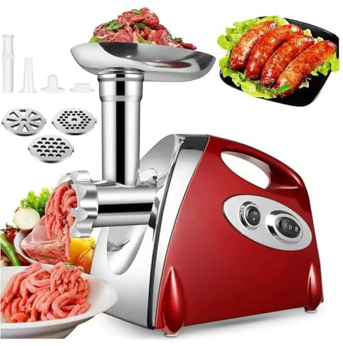 Electric Meat Grinder, 2800W Max Power, Heavy Duty with 3 Cutting Plates, Reverse Function for Home Kitchen Use