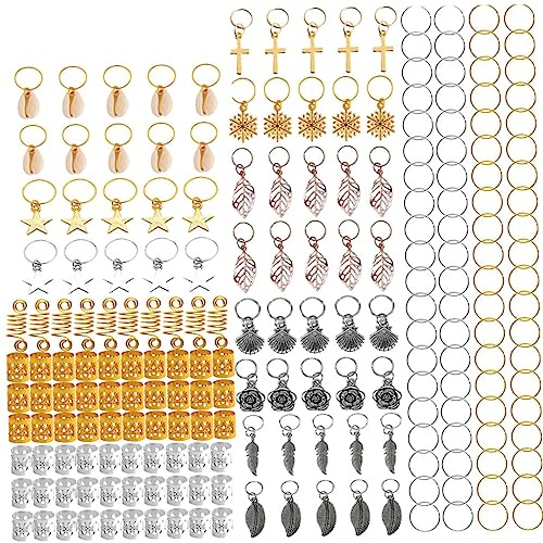 SAFIGLE 220piezas Conjunto de Accesorios Cabello de Aros Creativos para Rastas Colgantes Cabello Colores Surtidos Adorno para Rastas Tocado de Moda para Fiestas y Eventos