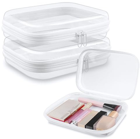 Trousses de Toilette Rigide Transparentes avec Double Fermeture éclair 3 pièces Trousse Rigide à cosmétiques boîte de Rangement pour Voyage (Transparent, 35×30×5cm)