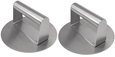 MOTHNUR 2 pièces Presse Hamburgers INOX Manuel avec Poignée Ergonomique Aplatisseur Viande pour Barbecue Outil Facile à Utiliser pour Galettes de Burger