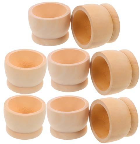 Hemobllo 8pezzi Portauova in Legno Espositore Portauova Forma di Bicchiere Grezzo Decorazione Unica per Cucina e Sala da Pranzo