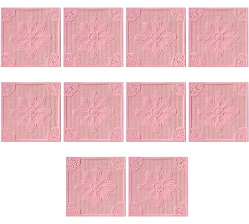 dwxnauixl Lot de 10 dalles de plafond en mousse 3D, autocollantes pour mur briques, pour la maison le bureau, panneaux muraux 3D en PVC, dalles mousse PE souple, tapez+4