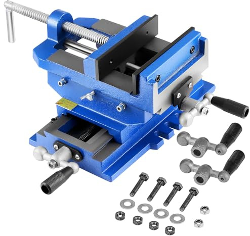 VEVOR Étau Croisé de Perceuse à Colonne, Largeur de Mâchoire 152,4 mm, Étau d'Établi de Perçage en Fonte Robuste, avec Axe XY Bidirectionnel, pour Travail du Bois, Perçage Métal, Fraiseuse, Atelier