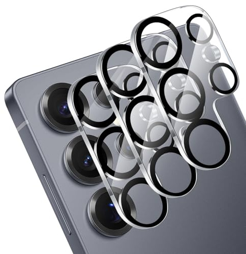 OFFCUP 3 Set Protezione per l'obiettivo della fotocamera per Samsung Galaxy S25 Ultra, Protezioni 9H Durezza HD Vetro Temperato Ultra-sottile Resistente Pellicola Fotocamera（Nero）