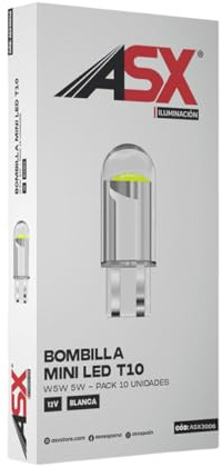 ASX ILUMINACION Bombillas T10 LED W5W 26 Canbus, Luz Blanca 6500K, Bombilla posicion LED para coche, Tamaños de Lámpara 168, 175, 194, 2825, W5W, T10 - Plug and Play (12V, 10)