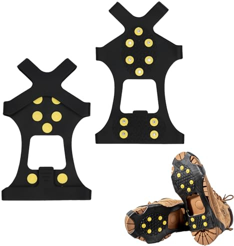 Le Modèle Crampons Neige Est Livré avec 10 Crampons Antidérapants Et Convient Aux Activités Hivernales De Plein Air Telles Que La Randonnée, La Pêche sur Glace,La Neige Et La Glace