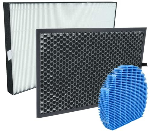 vhbw 3-delat filterset kompatibel med Sharp KC-G60EUW luftrenare – HEPA-filter, aktivt kolfilter, fuktelement