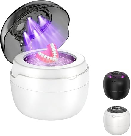 Dentaclean Nettoyeur Ultrasons,Stérilisateur Ultrasonique Uv 42000hz,Nettoyage En Profondeur Sans Produits Chimiques,Pour Gouttières Et Dentiers,Aligneurs,Protège - Dent (Blanc)