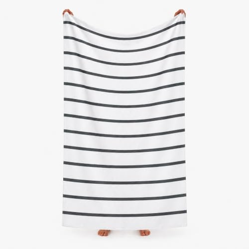 Komfortec Serviette de Plage 100x180 cm en Coton | Grand Drap de Bain à Rayures, Douce et Absorbante, Idéale pour Plage, Piscine et Vacances
