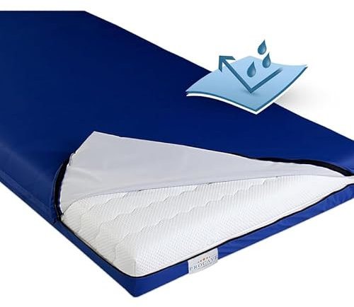 PROCAVE wasserdichter Matratzenbezug in blau. atmungsaktiv und abwischbar 90x200 cm für Matratzen-Höhe 15 cm - Made in Germany