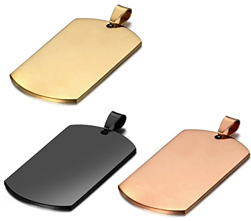 JewelryWe Schmuck Edelstahl Halskette mit Gravur Militärische Erkennungsmarke Armee Stil Dog Tag Anhänger mit 55cm Kette für Herren Damen
