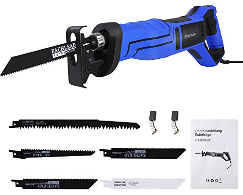 Scie sabre électrique puissante 900 W 240 V à vitesse variable, scie sabre électrique avec changement de lame sans outil, vitesse variable et bouton de verrouillage, avec 5 lames de scie