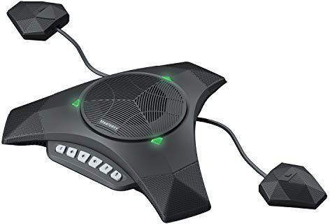 Meeteasy MVOICE8010EX-B Conference Speaker Microphone, 360° &16ft Voice Pickup Range/Noise Reduction/Echo Cancellation/USB Bluetooth Speakerphone w/2 Expandable Mic for 12 People Big Meeting Room