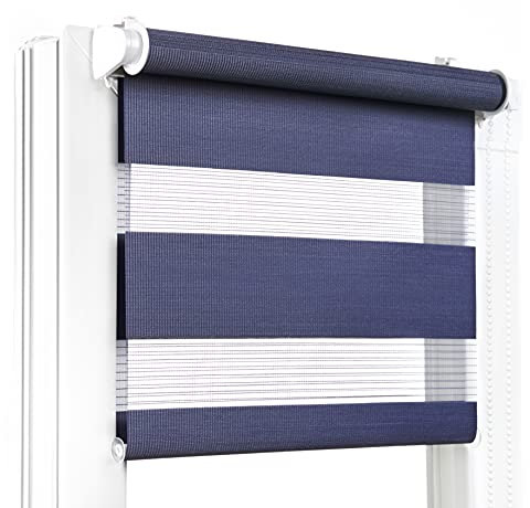 Fenster DEKOR - Rollos für Fenster Marineblau - Klemmfix Rollo ohne Bohren B50 x H150 cm - Doppelrollo mit Einer Breiten Auswahl an Größen und Farben - Blickdichte Rollos, einfach zu montieren
