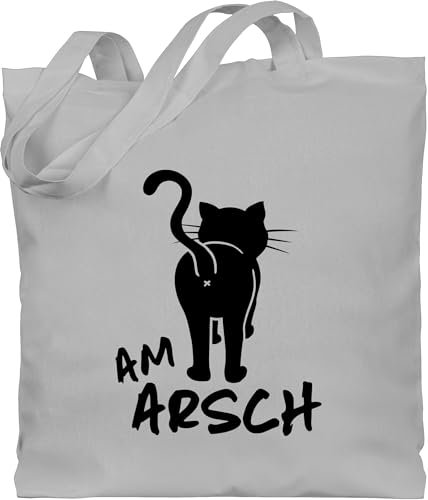 Baumwolltasche - Sportbeutel bedruckt Geschenk - Am Arsch - Unisize - Hellgrau - weihnachten katze stoffbeutel jutebeutel beuteltasche jute baumwolle stofftüten stofftaschen stofftasche yutebeutel