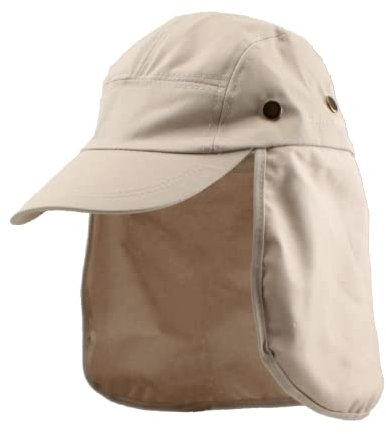 Carnavalife Sonnenhut mit Halsschutz, für Herren und Damen, faltbare und verstellbare Baseballmütze, Mütze mit Ohrenschützern für Camping und Gang, Unisex, Einheitsgröße (Beige)