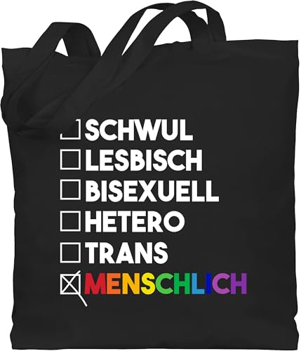 Shirtracer Baumwolltasche - LGBTQ Kleidung Flag - Menschlich - Deine Wahl - Pride - Regenbogen - weiß - Unisize - Schwarz - tasche jutebeutel lgbt schwul beutel jute bag csd jutetasche tote lesbian