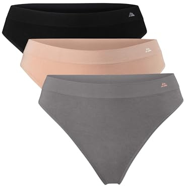 DANISH ENDURANCE Women's Seamless Bamboo Thongs Panties, Super Soft Breathable Comfortable Underwear, 3 Pack