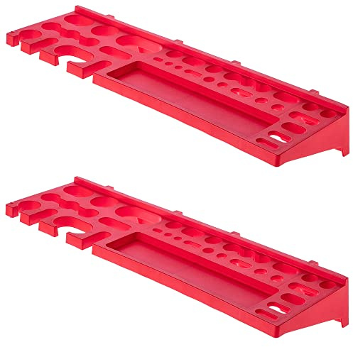 KADAX Werkzeugträger, Wandregal, Werkzeughalter aus PP Kunststoff, Lagersystem für Lochwand, Werkzeugwand für Garage, Werkstatt, Hobbyraum, Schuppen (2x Mittlelang)
