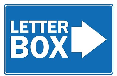 Letter box right arrow directional sign - 1mm flexible Plastic sign (200mm x 150mm)