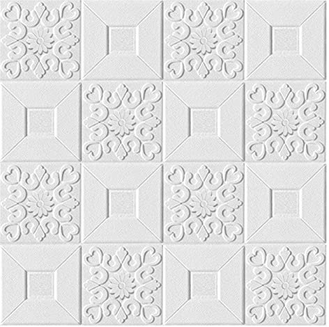 Self Adhesive Wall Tiles,3d Brick Wallpaper 70x70cm 3D Stereo Foam Wall Stickers Ceiling Panel Roof Decal Self Adhesive DIY Wallpaper Home Decor Living Room Children ( Color : White , Size : 70cmx70cm