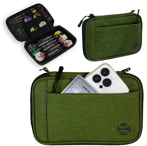 Harrows Smart Case Darttasche & Dart-Etui für 3 oder 6 Darts | Robustes Eva-Case mit Stoff-Finish | Für montierte Darts | Profi Zubehör für Anfänger & Fortgeschrittene (6 grün)