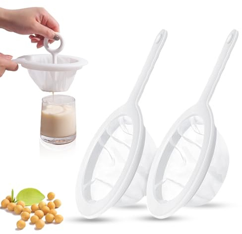 2 Stück Feines Sieb,100/400 Mesh Sieb Feinmaschig,Küchensieb Kunststoff,Feinsieb mit Griff,Nylon Sieb,Plastiksieb Multifunk,für die Filterung von Saft Milch Sojamilch und Kaffee