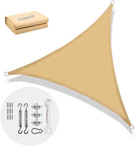 Tenda A Vela Impermeabile Triangolare 3x3x3,Serra Vele Ombreggianti, Vela Ombreggiante Parasole E Protezione Raggi UV, for Esterni, Cortile, Giardino，con Kit Di Montaggio, Grigio Scuro Vele parasole (